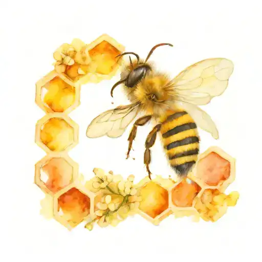A Bee And Honeycombs In The Background
