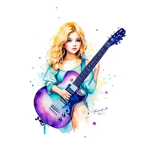 Blonde Girl With Guitar Neck