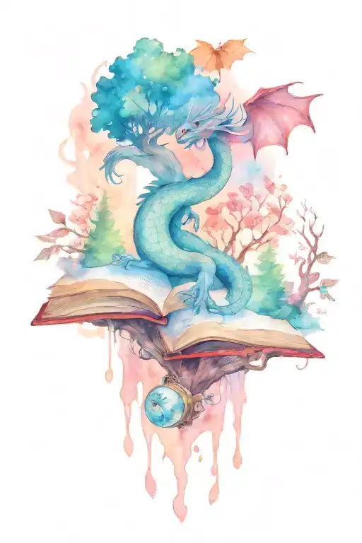 Dragons And Trees And Books And Space Scene