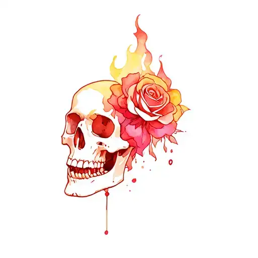 Burning Skull And Roses