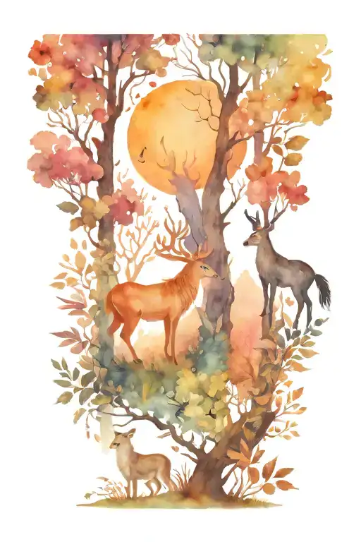 Fairytale Forest Scene With Animals