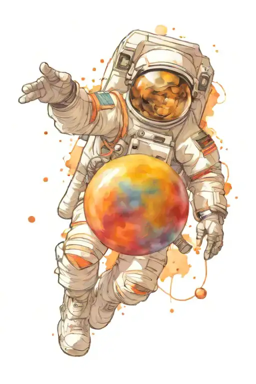 Astronaut With Planets Orbiting
