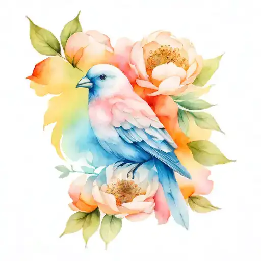 Bird Made Of Peonies