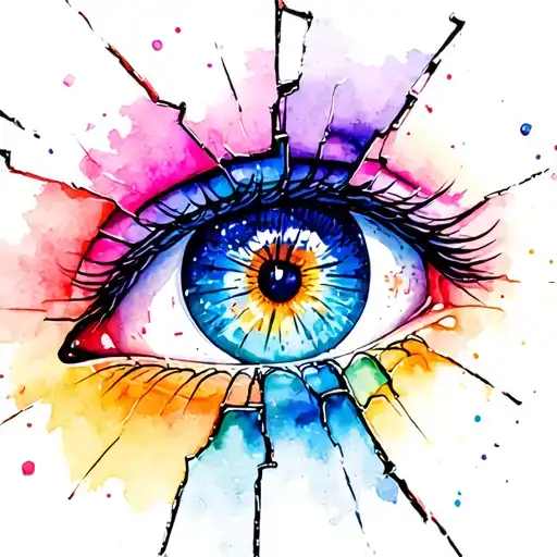 Eye With Broken Glass Colorful