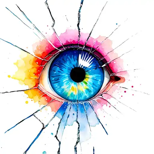 Broken Glass Eye Tear Colorful Hyper Realistic