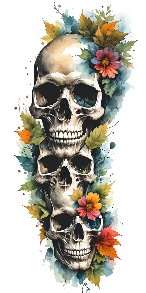 Replace Flowers With Fall Leaves Add 2 Skulls