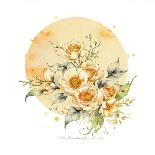 Witchy Moon And Flowers