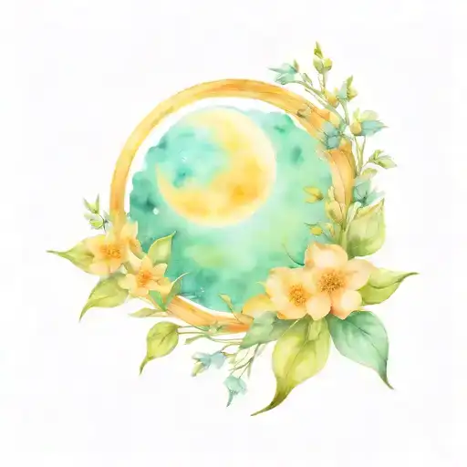 Witchy Moon And Flowers