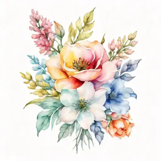 Mixed Flower Bouquet Fine Line