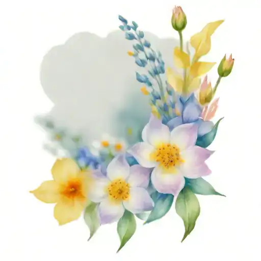 Mixed Flower Bouquet Fine Line