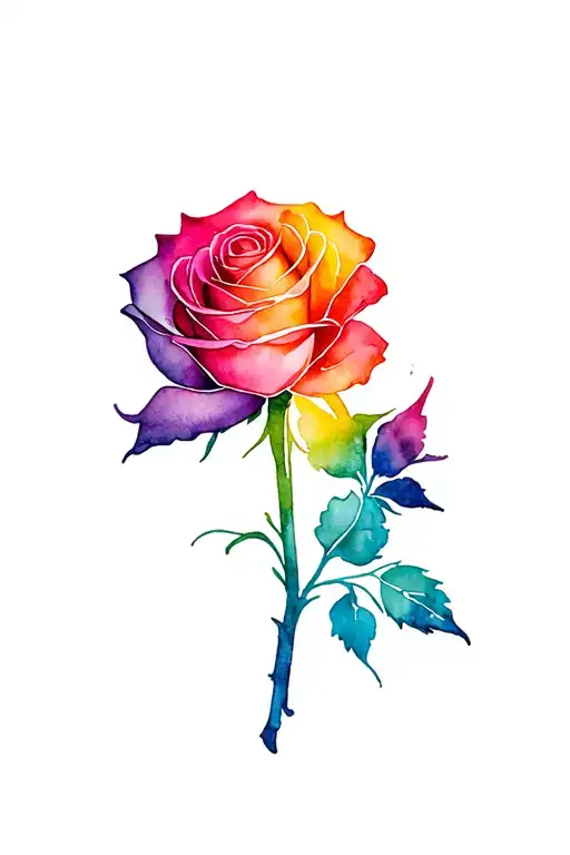 Rainbow Rose With Name Stem