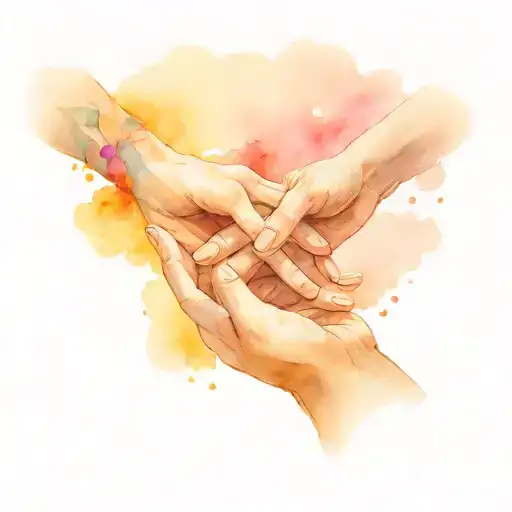 Hands Coming From Heaven Holding Hands Mother And Daughter