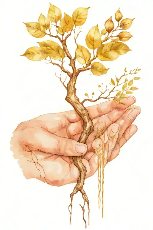 Kintsugi Hand Holding Tree Of Life
