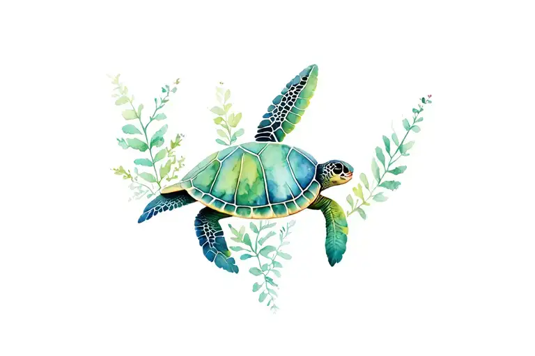 I Want An Image Of A Sea Turtle View That Is On Oregano Leaves