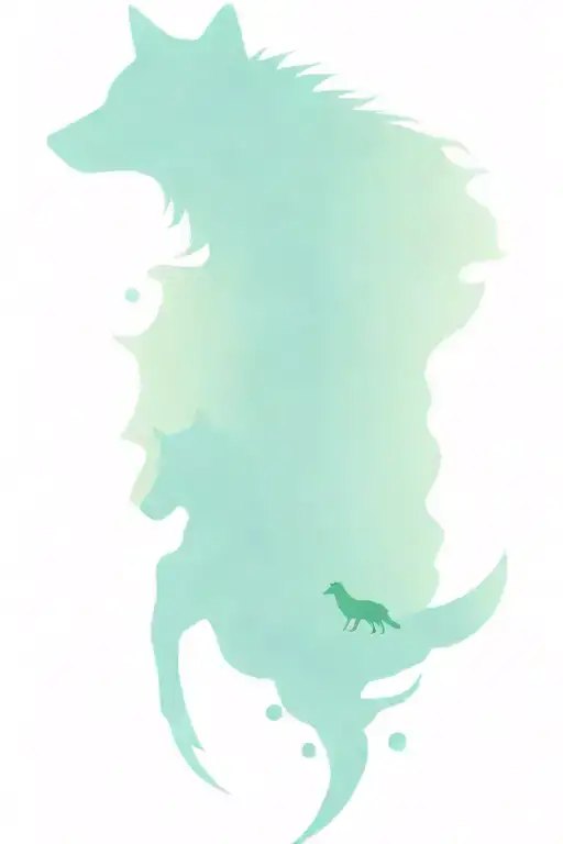 Wolf And Turtle Swimming Alongside