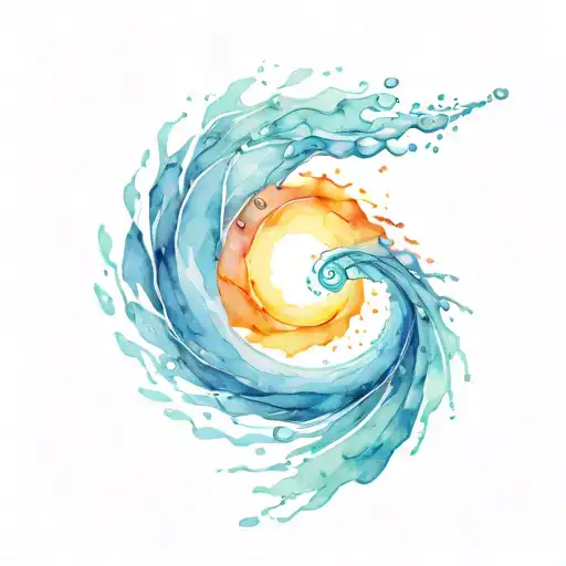 Spiral Water Splash With Sunrise