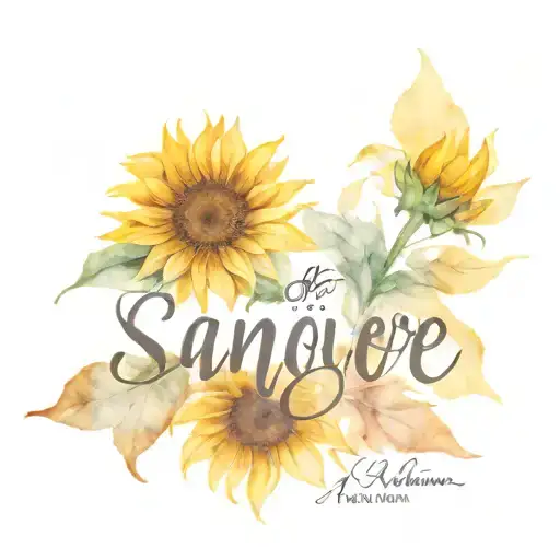 Sunflower And 5 Names Written