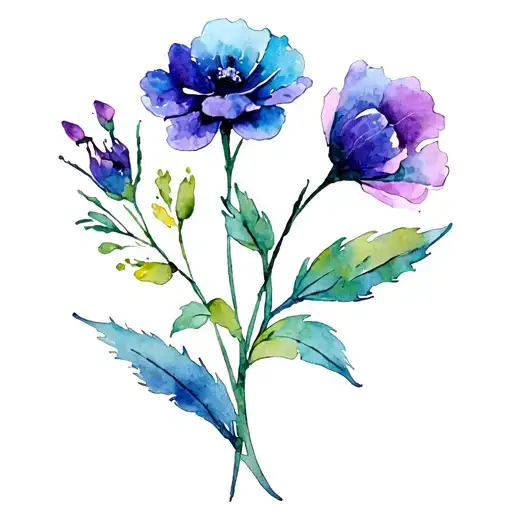 Design 1 Tattoo With Birth Flower For June February And August For The Back Of The Neck