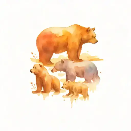 A Bear And Two Cubs