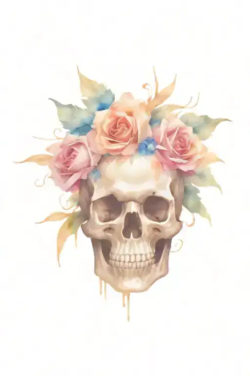 Scary Skull Different Flowers Growing