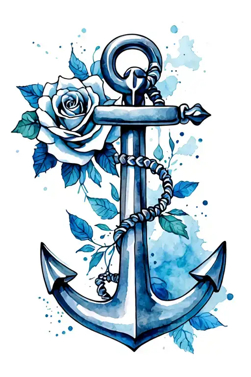 Anchor And Roses Watercolor