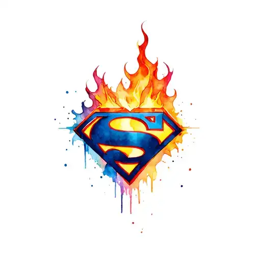 Superman Symbol On Fire Burning Into A Bio-mechanical Heart