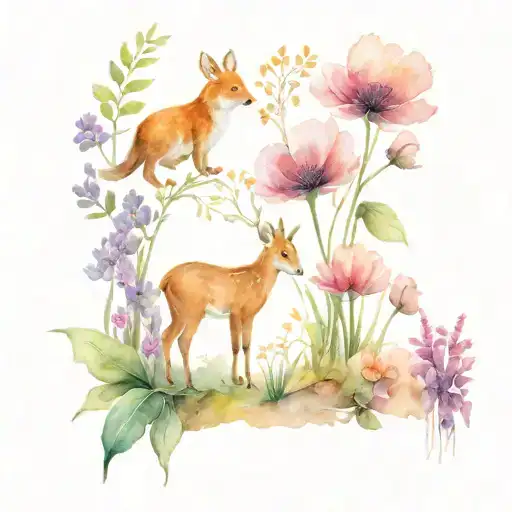 Wild Flowers Wild Animals Plant Growing Together Forest