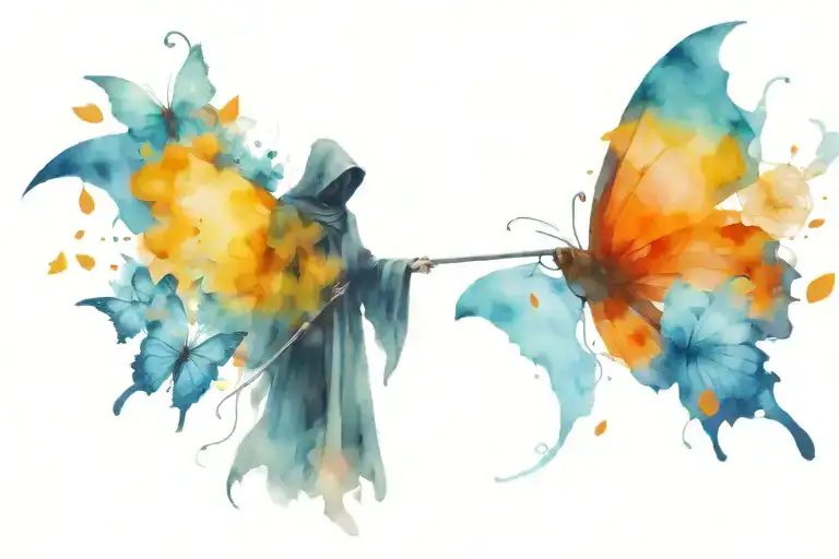 Grim Reaper And Butterflies Fluttering