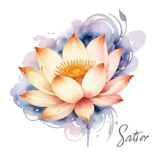 Japanese Lotus Flower With Satori Written Beneath It