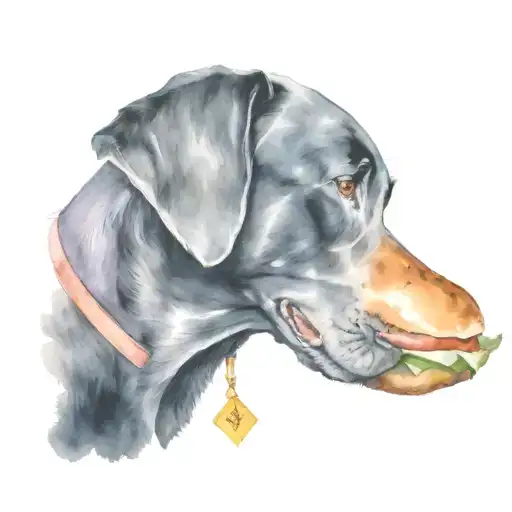 Black Lab With Hamburger