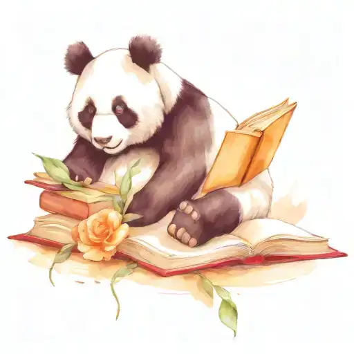 Cute Panda Reading Book