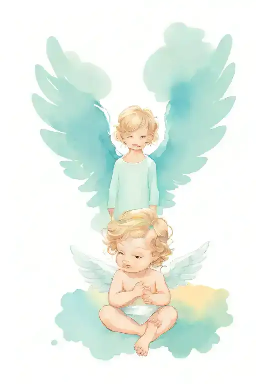 Simple And Small Design For A Lost Baby Angel Watching