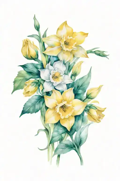 Daffodil Rose Intertwined