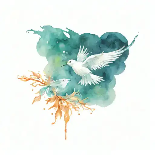 Fire Snowflake And White Bird Flying Away