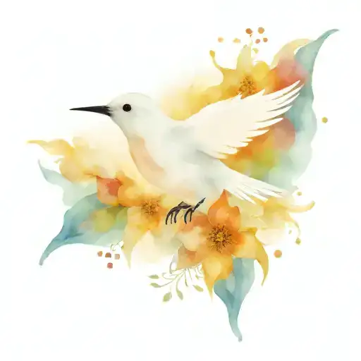 Fire Snowflake And White Bird Holding