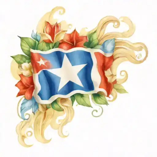 Cuban Flag Nicaragua Flag Roots Female Curly Hair Flowers