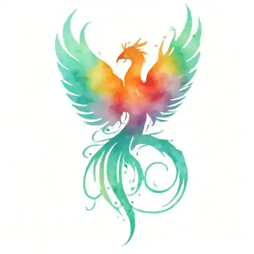 Phoenix Outlined By Musical Notation Symbols