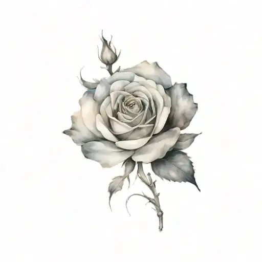 Watercolor Black And White Rose