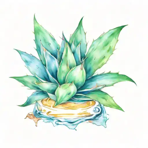 Agave Plant With Tequila Shot With Lime Slice Cut