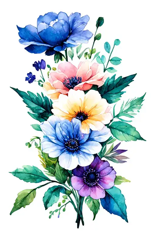 Bouquet Of Birth Flowers Intertwined