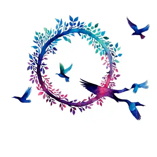 Tree Of Life With Birds Flying