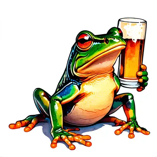 Frog With Beer In Hand Holding