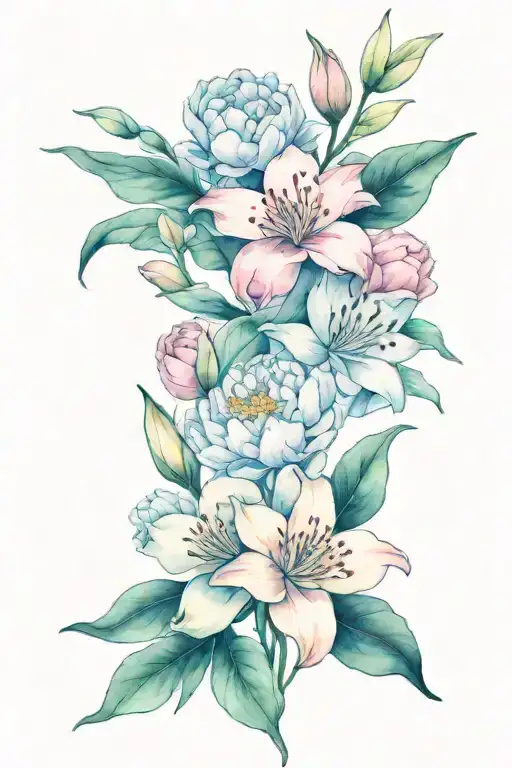 Simple Peony And Pink Lily Bouquet