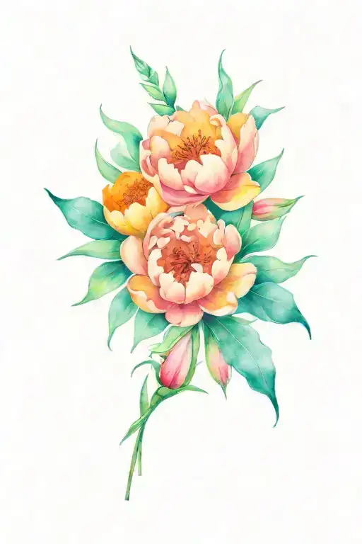 Simple Peony And Pink Lily Bouquet