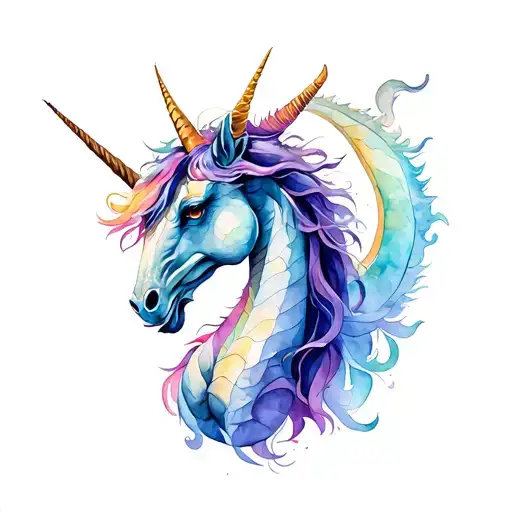 One Midieval Dragon Beside A Mythical Unicorn