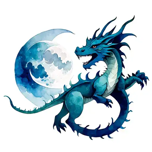 An Midieval Dragon And A Moon In Background