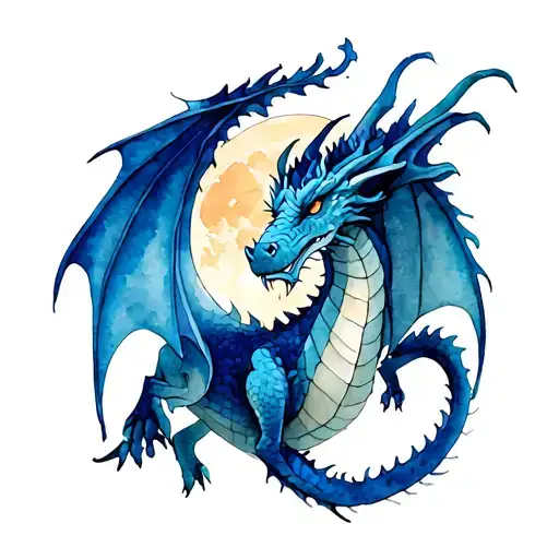 An Midieval Dragon And A Moon In Background