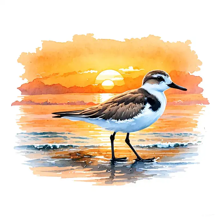 Sandpiper On Beach Sunset