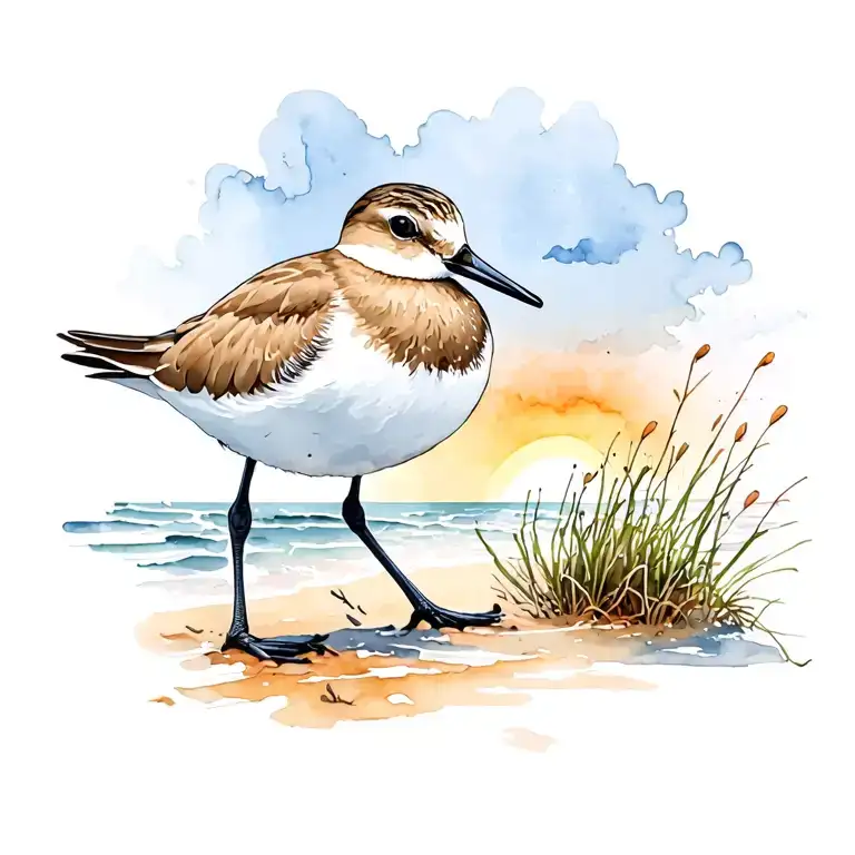 Sandpiper On Beach Sunset