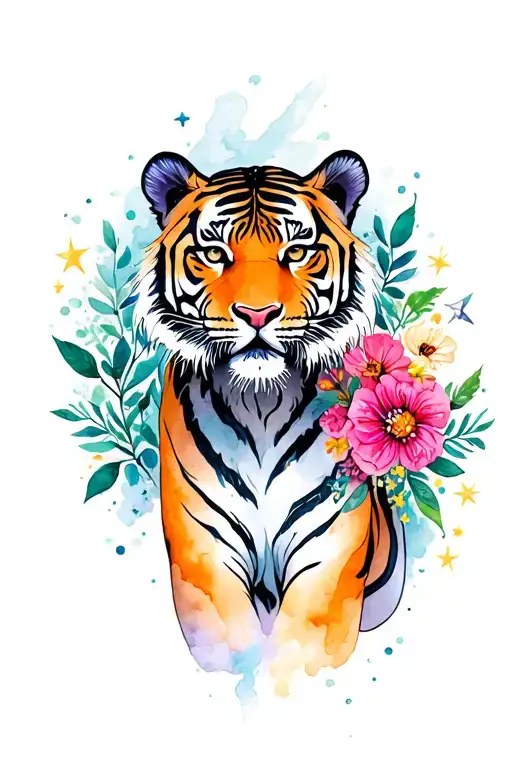 I Want A Tiger With Flowers And Sparkling Stars